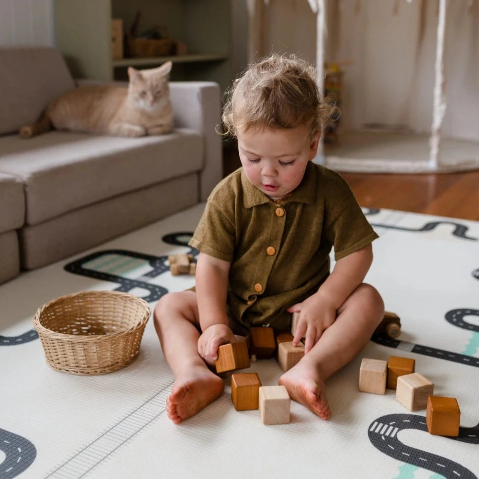 Natural Wooden First Block Set - 25 Cubes