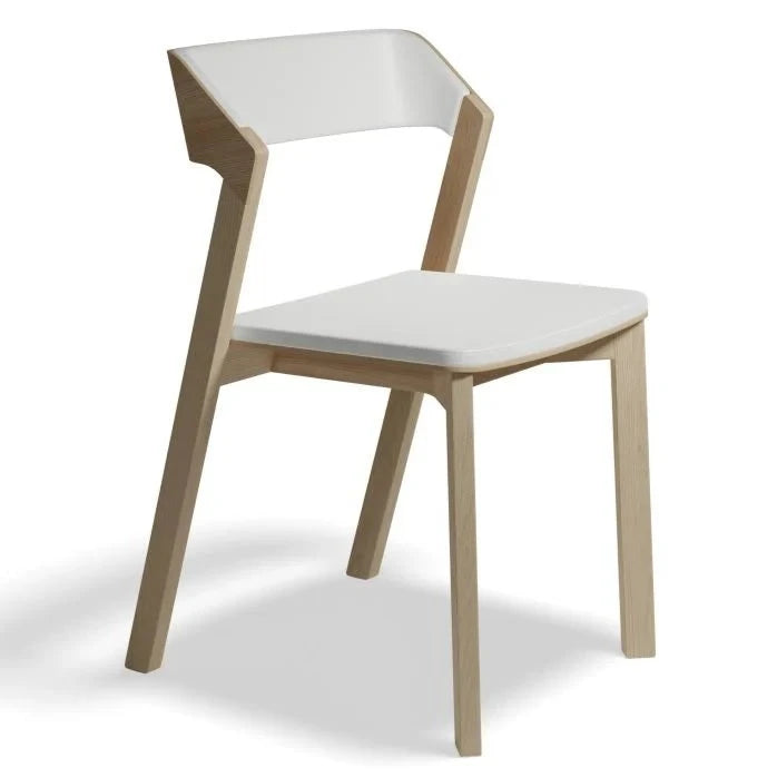 Natural Woodgrain White Pad Dining Chair