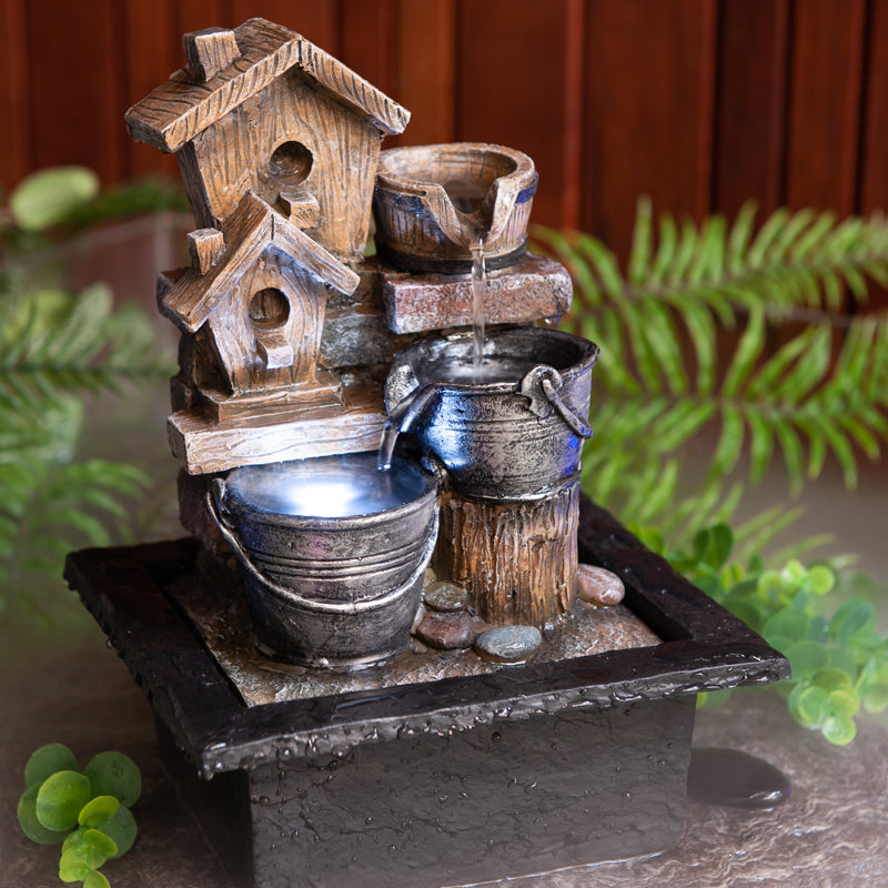 Nature Indoors Birds Nest Water Fountain