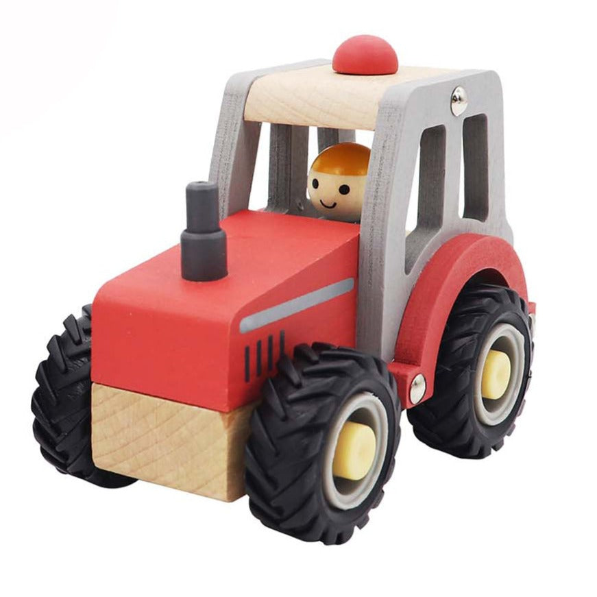 Kids Wooden Toy Vehicle - Red Tractor