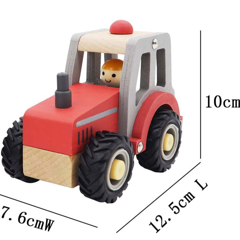 Kids Wooden Toy Vehicle - Red Tractor