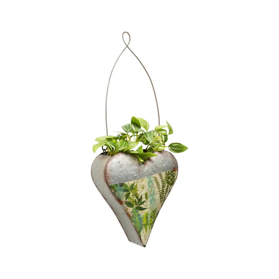 Natures Art with Green Heart Hanging Pot Planter