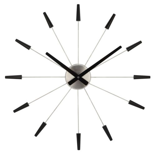 NeXtime Plug-Inn Stainless Steel Black Wall Clock - 58cms