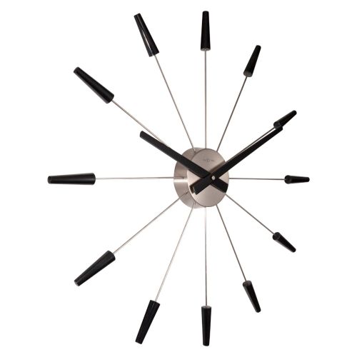 NeXtime Plug-Inn Stainless Steel Black Wall Clock - 58cms