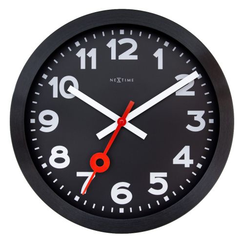 NeXtime Station Wall Clock All Black - 35cms