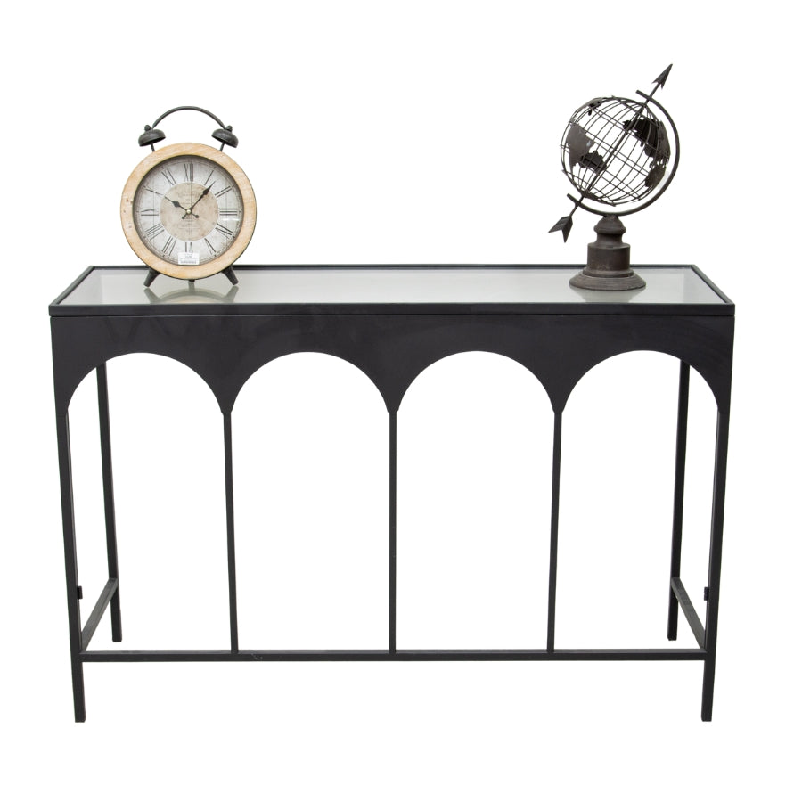 Nero Arc Glass-Top Console Table