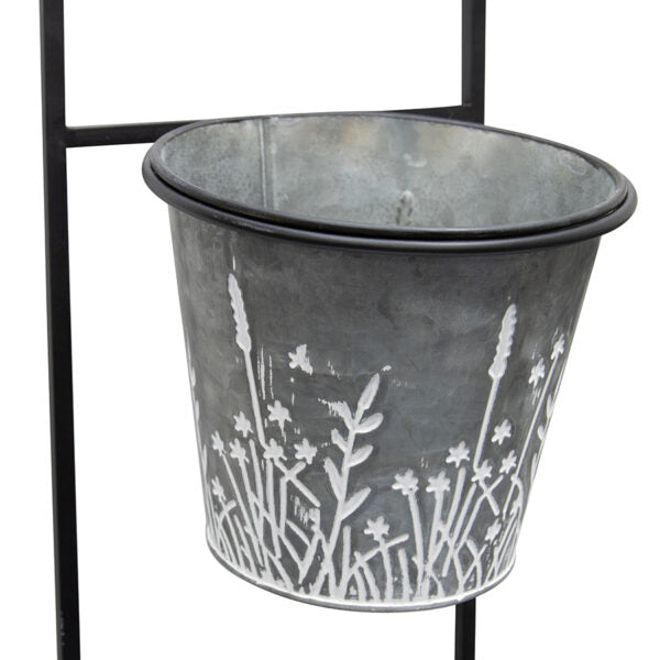 Nested 3 Pot Galvanised Wall Planters Set of 2