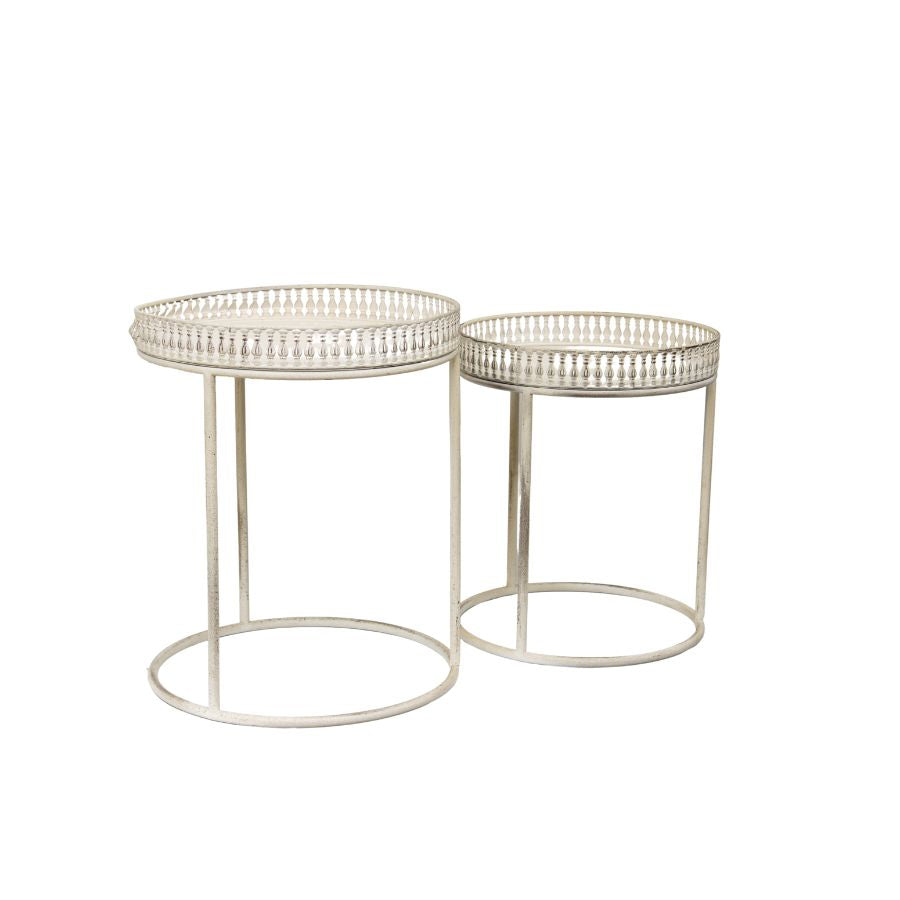 Set of 2 Nested Martinique Outdoor Side Tables Plant Pot Stands