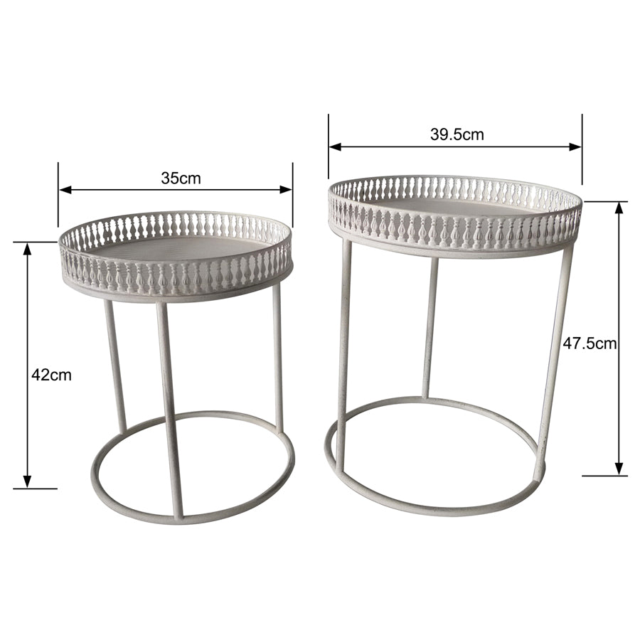 Set of 2 Nested Martinique Outdoor Side Tables Plant Pot Stands