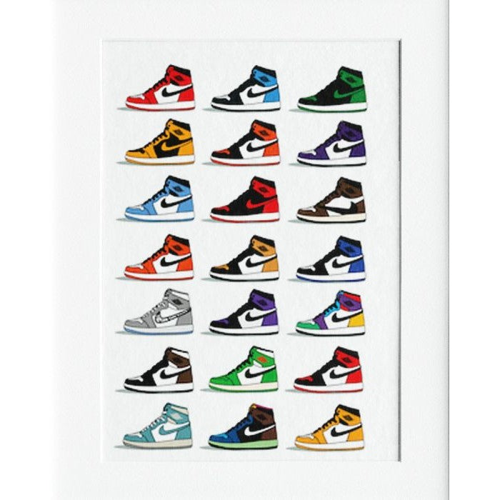 Nike Red Shoes Mounted Print Wall Decor - 40x50cms