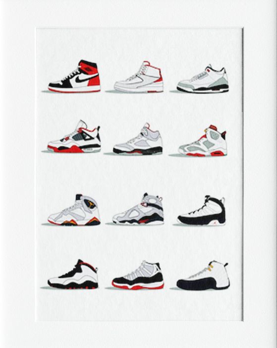 Nike White Shoes Mounted Print Wall Decor - 40x50cms