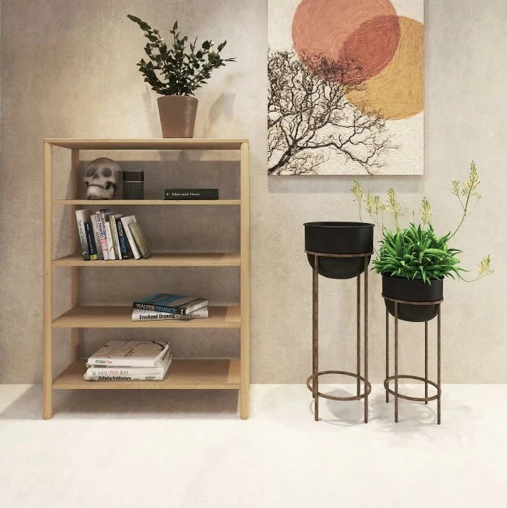 Nordica Small Bookshelf - 4 Tier - Solid Oak