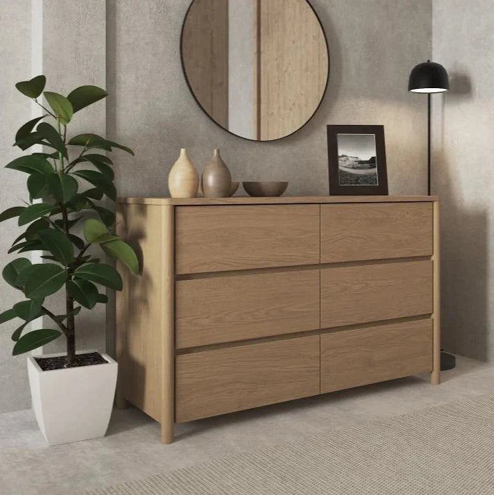 Nordica Wooden Chest of Drawers Solid Oak - 120cms