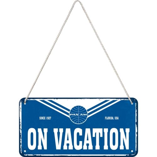 Nostalgic-Art Hanging Sign Pan Am - On Vacation - 10x20cms