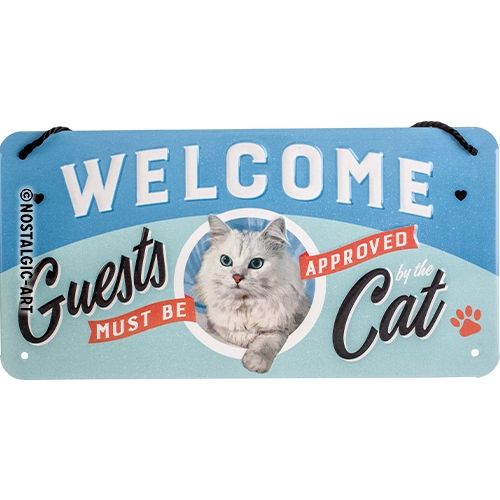 Nostalgic-Art Hanging Sign Welcome Guests Cat - 10x20cms