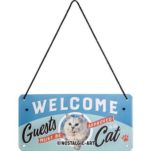 Nostalgic-Art Hanging Sign Welcome Guests Cat - 10x20cms