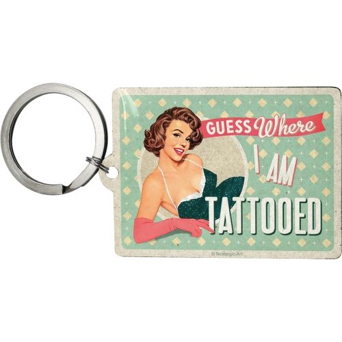 Nostalgic- Art Round Guess where I'm Tattooed - Keyring