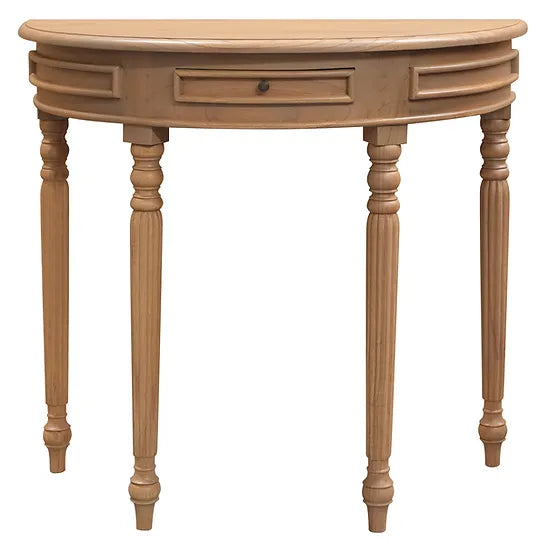 Nueva Solid Mindi Timber Half Round Table - Natural