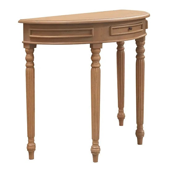 Nueva Solid Mindi Timber Half Round Table - Natural