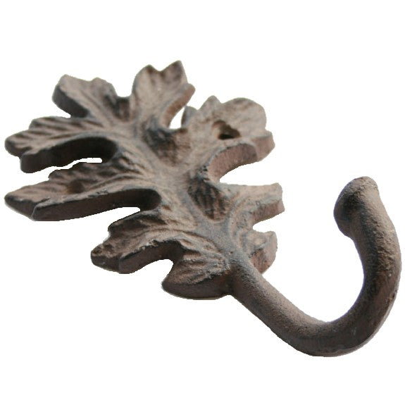 Oak Leaf Single Hook Cast Iron Wall Hanging