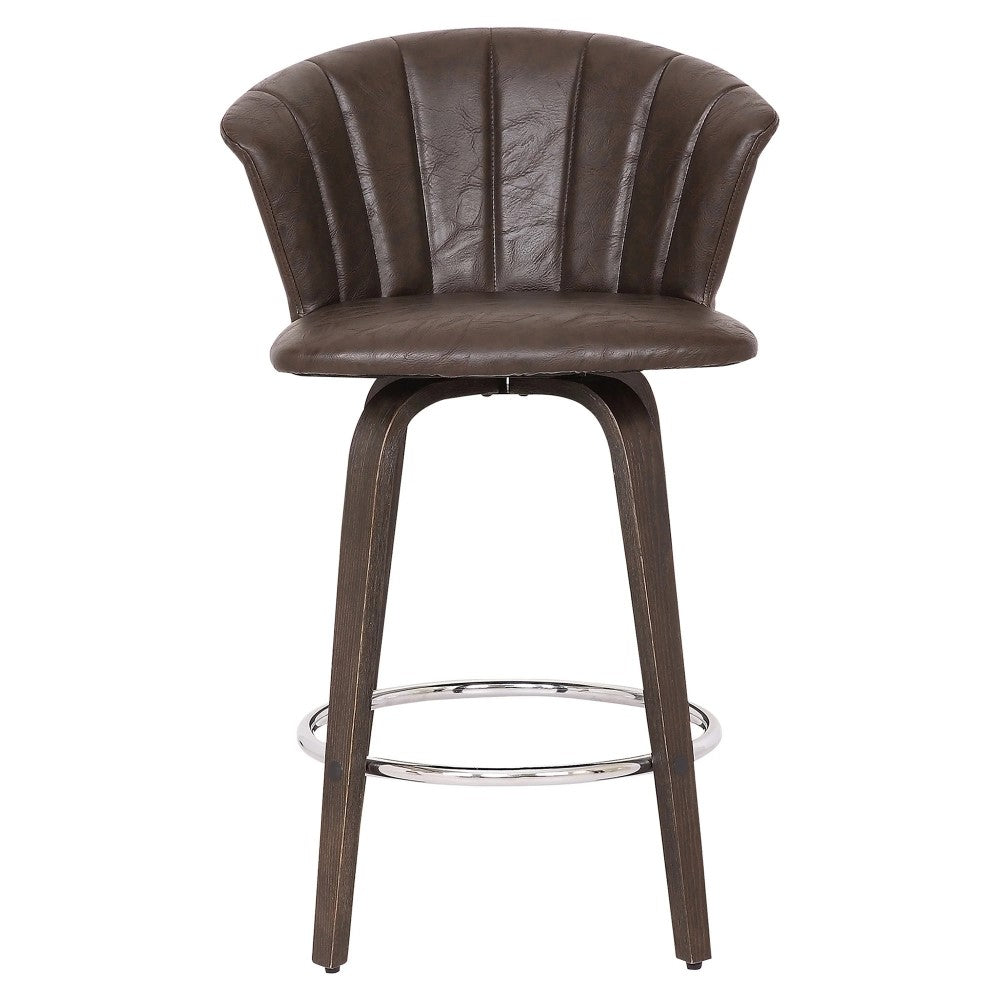 Oakland Wingback Swivel Barstool Brown Set of 2