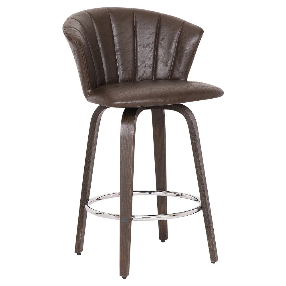 Oakland Wingback Swivel Barstool Brown Set of 2