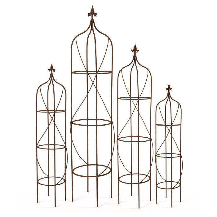 Set of 4 Circle Rusty Garden Nesting Obelisks