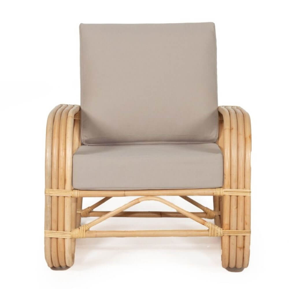 Occasional Rattan Accent Armchair with Cushions