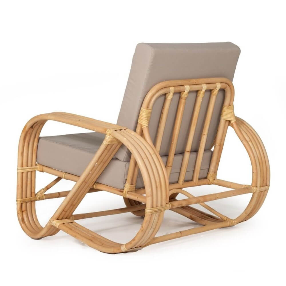 Occasional Rattan Accent Armchair with Cushions