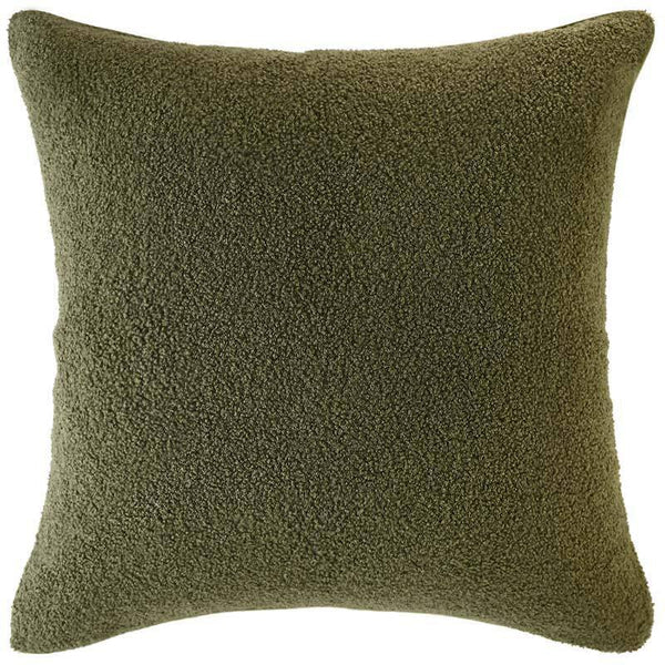 Olive Green Boucle Cushion with Feather Insert - 60x60cms