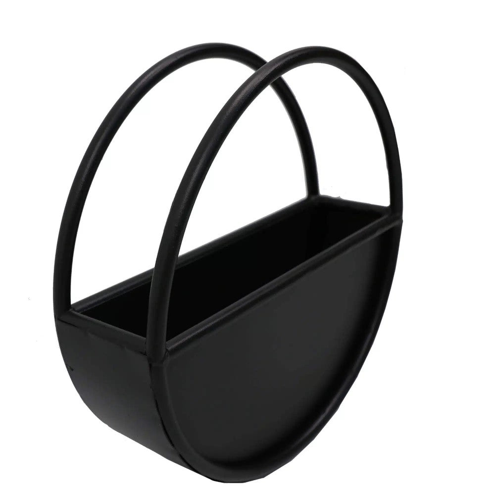 Onyx Black Metal Wall Planter 35cms