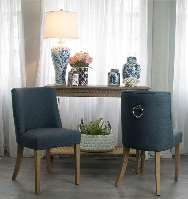 Ophelia Denim Blue Wide Stripe Dining Chair