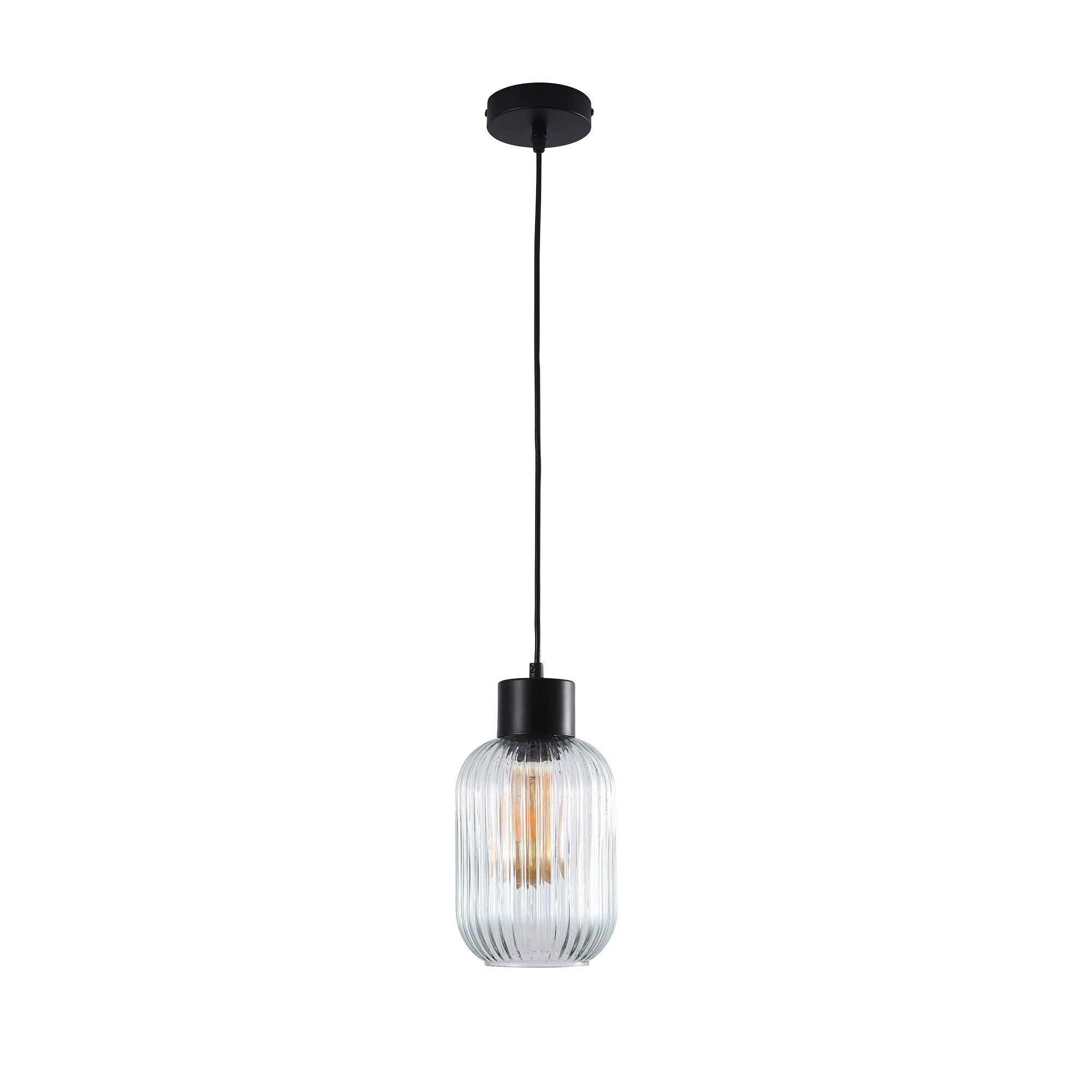 Optic Ribbed Glass Pendant Light - Small