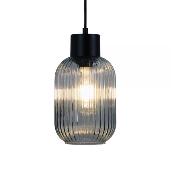 Optic Ribbed Glass Pendant Light - Small