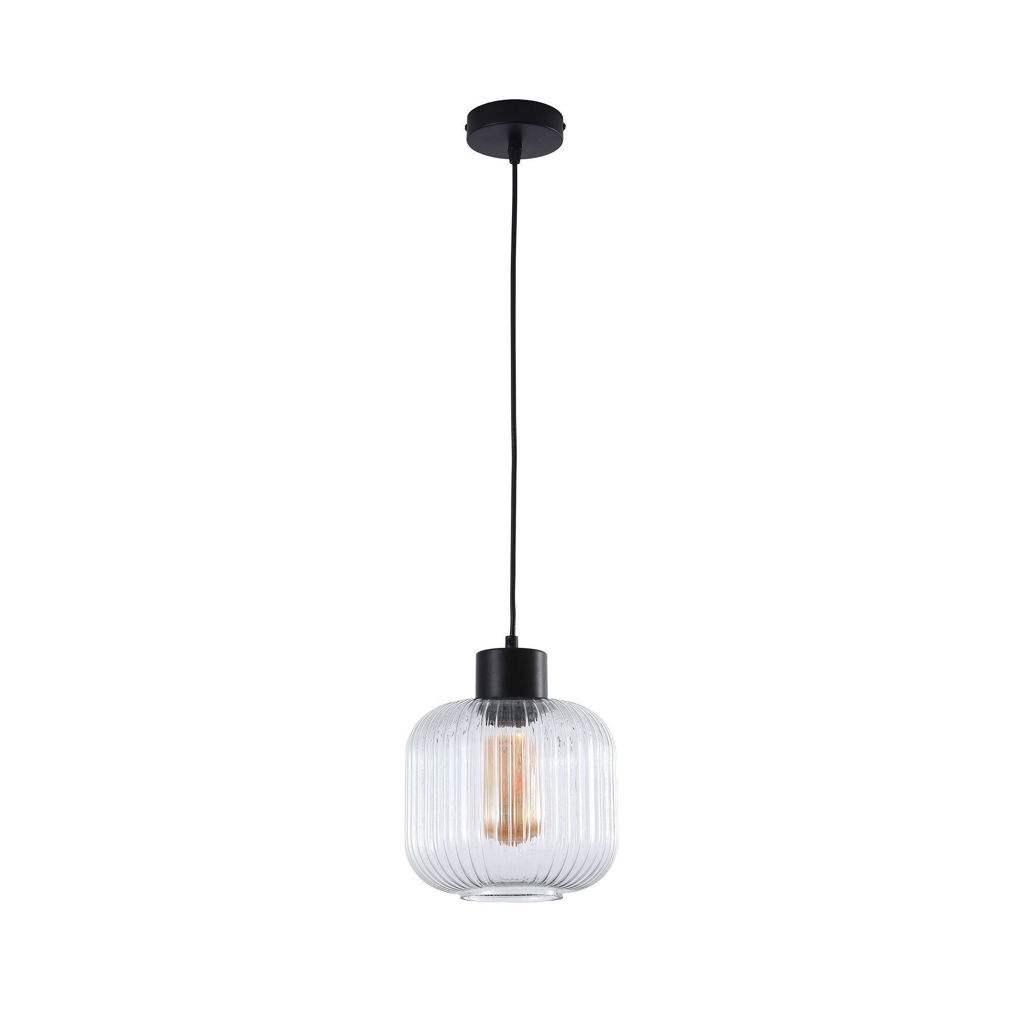 Optic Ribbed Glass Pendant Light - Medium