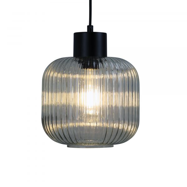 Optic Ribbed Glass Pendant Light - Medium