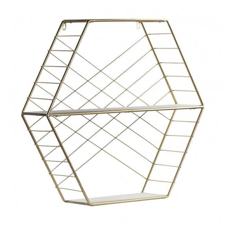 Opulent Gold-Finish Wall Hanging Shelving Unit