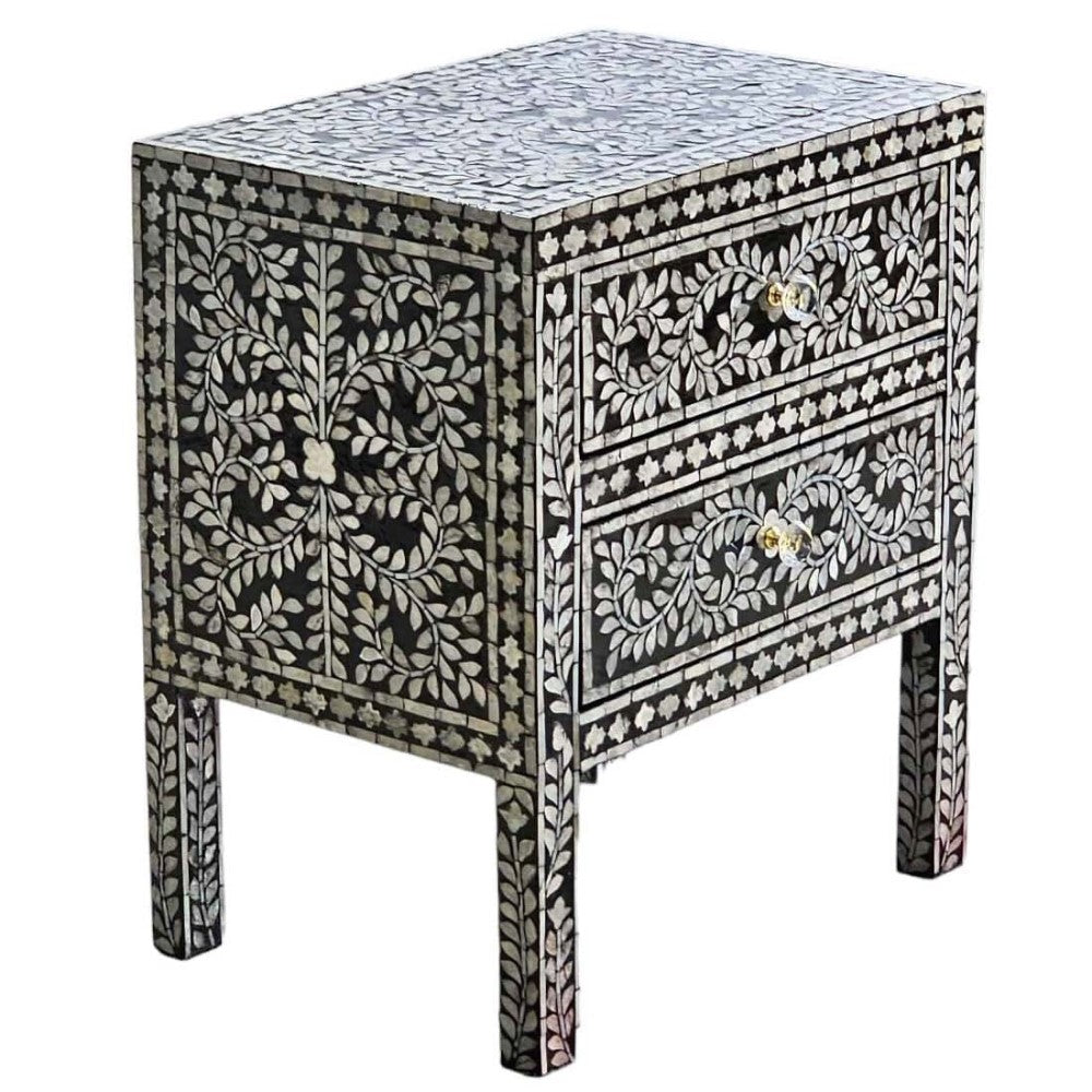 Opulent Mother of Pearl 2 Drawers Bedside Table