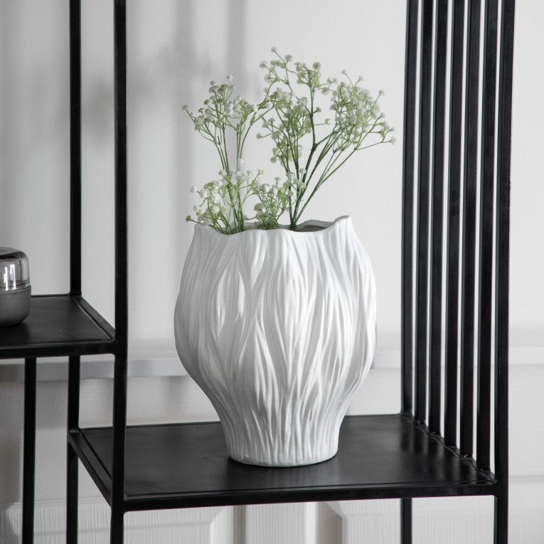 Organic Shape Ceramic Vase with Artful White Glaze (Available in 3 Sizes)