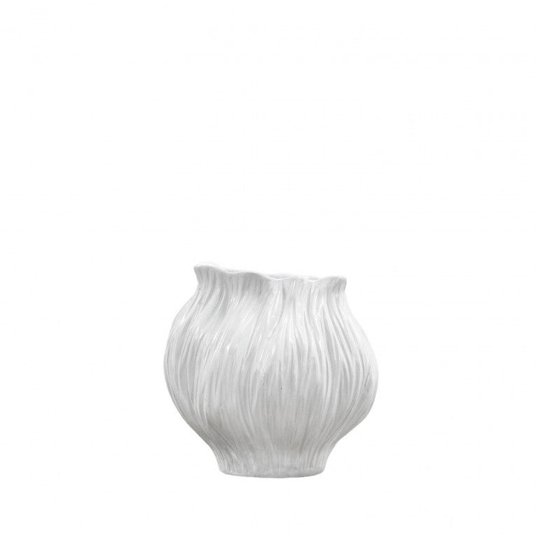 Organic Shape Ceramic Vase with Artful White Glaze (Available in 3 Sizes)