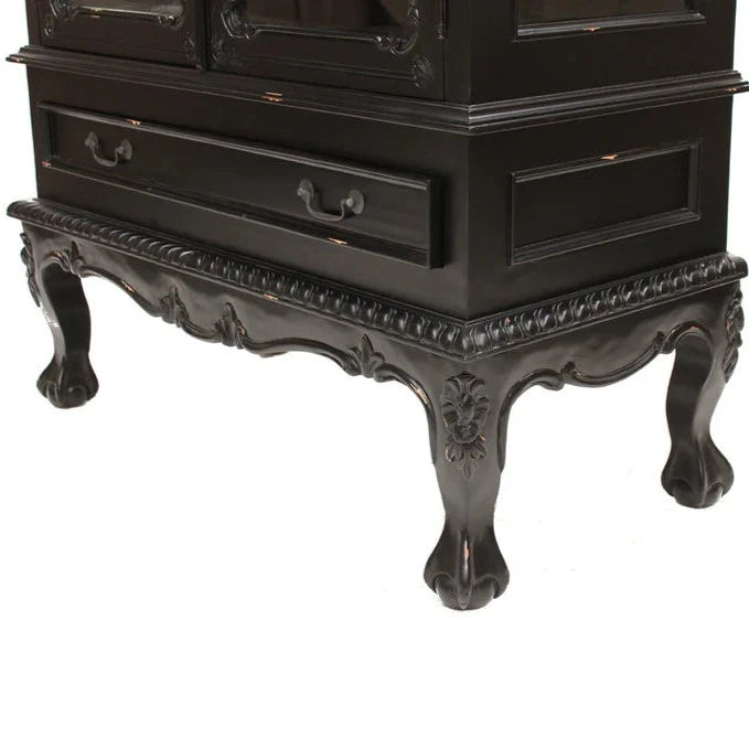 Ornate Double Door Dutch Showcase - Black