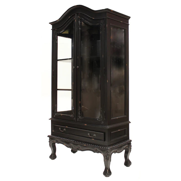 Ornate Double Door Dutch Showcase - Black