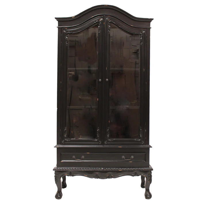 Ornate Double Door Dutch Showcase - Black