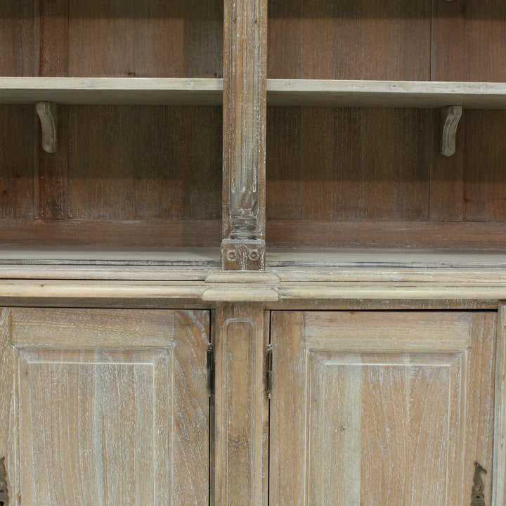 Ornate Georgian Wooden Bookcase - Weathered Oak