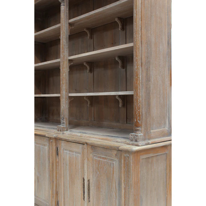 Ornate Georgian Wooden Bookcase - Weathered Oak