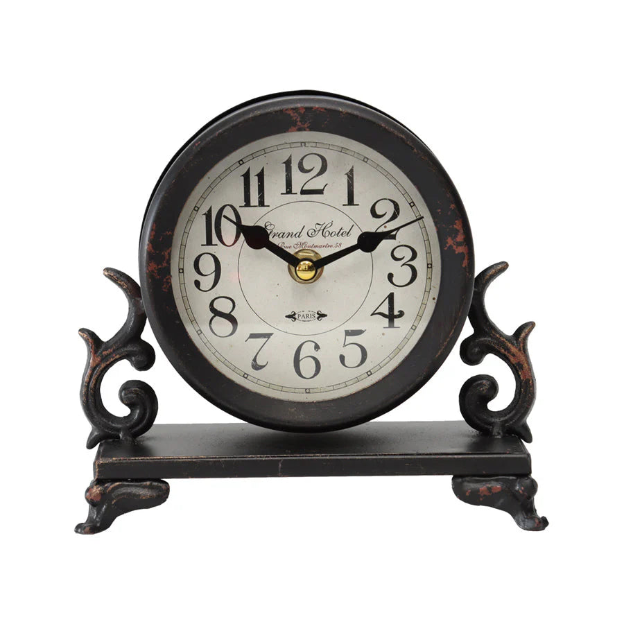 Ornate Grand Hotel Period Table Clock with Glass