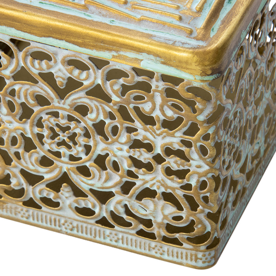 Ornate Square Trinket Box with Photo Lid - 11x11x9cms