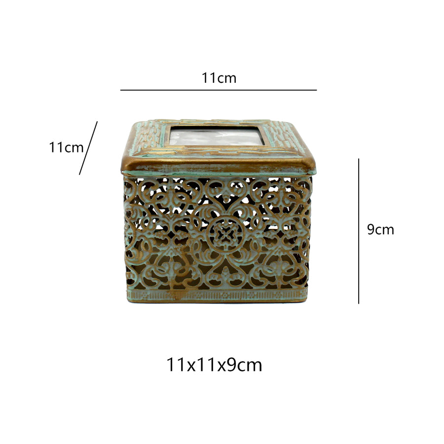 Ornate Square Trinket Box with Photo Lid - 11x11x9cms