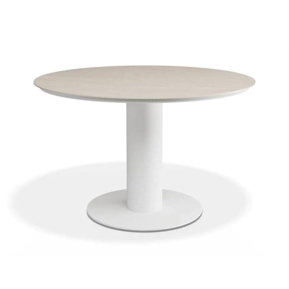 Outdoor Alabaster Ceramic Top Dining Table - White - 120cms