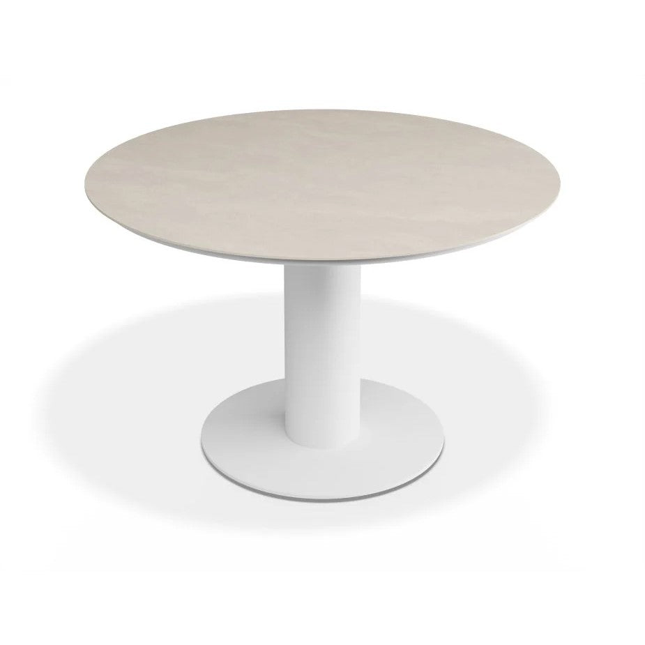 Outdoor Alabaster Ceramic Top Dining Table - White - 120cms